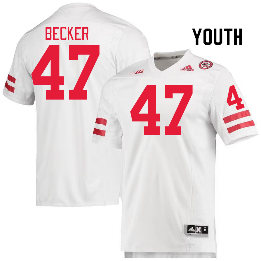 Youth #47 Caden Becker Nebraska Cornhuskers College Football Jerseys Stitched Sale-White